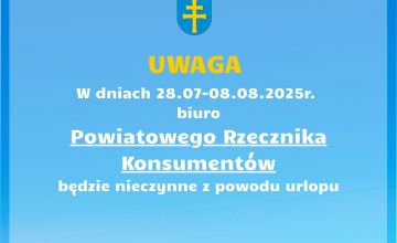 Przerwa w pracy Powiatowego Rzecznika Konsumentów